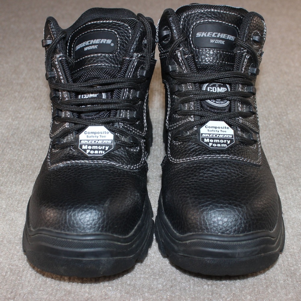 Skechers Work womens Black Composite Safety Toe‎ Memory Foam Boots 77108 US 7